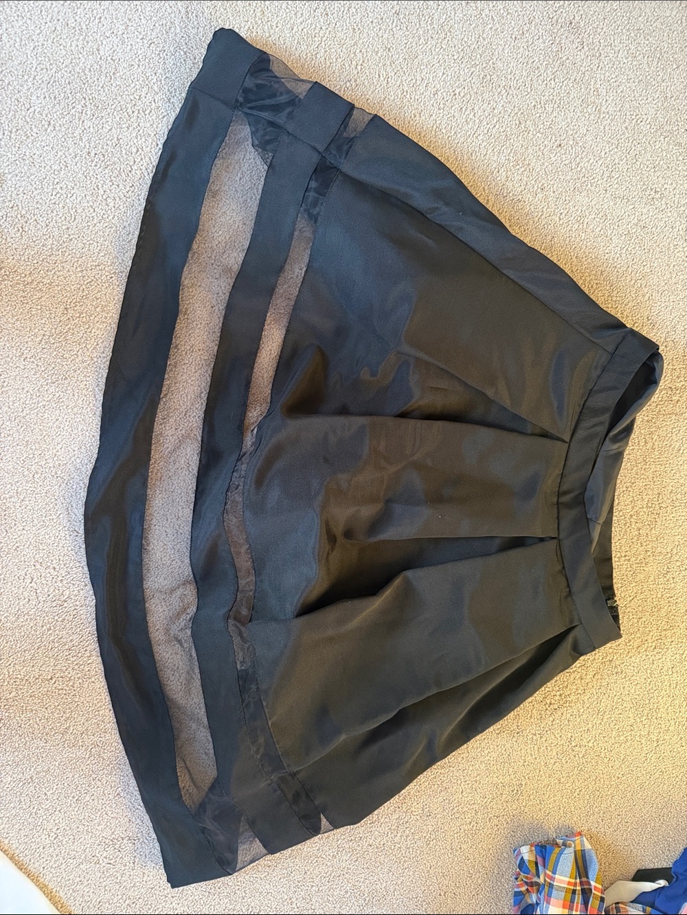 Express Black Circle Skirt with Sheer Mesh Panels